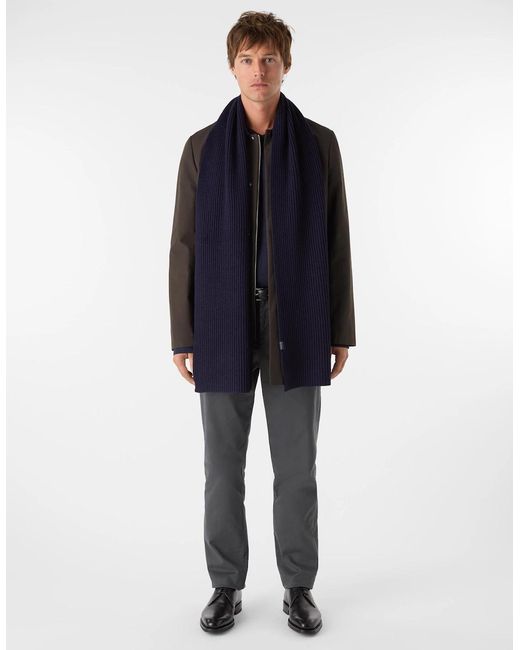 Oliver Sweeney Blue Wool Blend Ribbed Scarf for men
