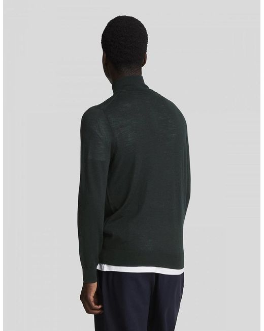 Lyle & Scott Black Lyle & Scott Tonal Eagle Merino Quarter-Zip Jumper for men