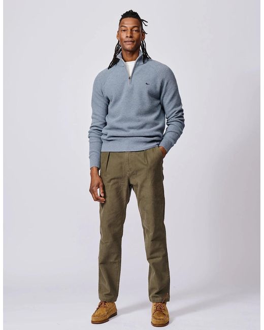 aubi Blue Owmby Cotton Zip Neck for men