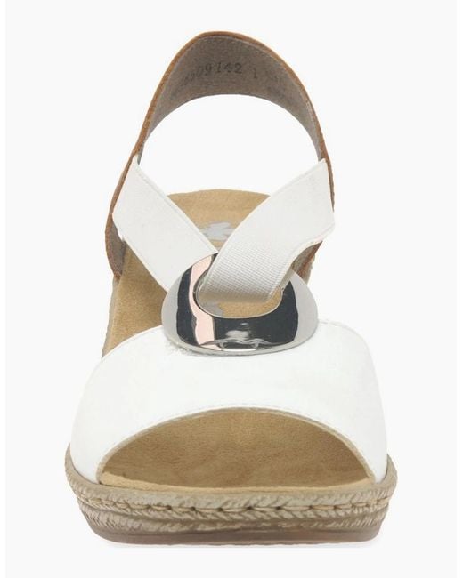 Rieker White Alula Wedge Heel Sandals
