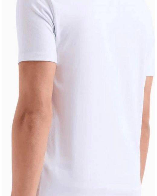 ARMANI EXCHANGE White Cotton Stretch Ring Logo T-Shirt for men
