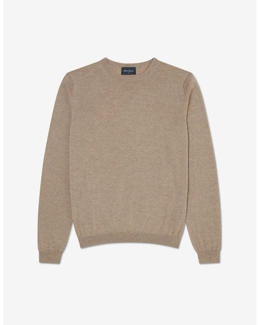 Oliver Sweeney Natural Merino Wool Crew Neck Jumper for men