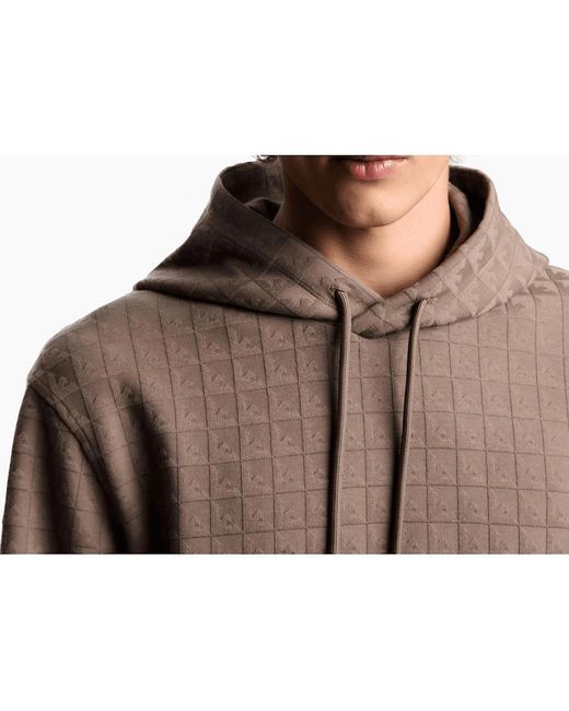 Emporio Armani Brown Asv Allover Logo Pullover Hoodie for men