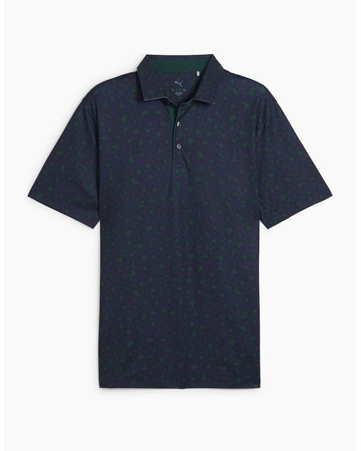 PUMA Blue Cloudspun Rosette Short Sleeve Performance Polo Shirt for men
