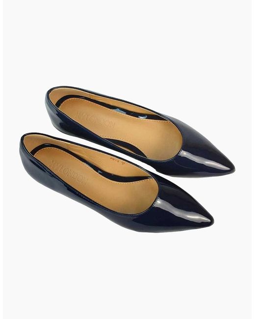 XY London Blue Ladies Cordelia Patent Pointed Ballerina Flats