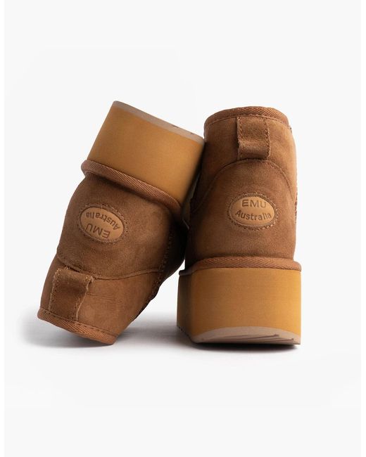 EMU Brown Australia Stinger Micro Flatform Sheepskin Boot Chestnut