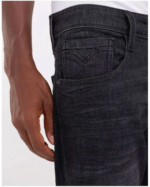 Replay Blue Anbass Slim Fit Power Stretch Jeans Delave 009 for men