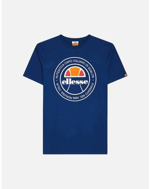 Ellesse Blue Monaldo T Shirts Crew Neck Short Sleeve Casual Cotton Tee Mid for men