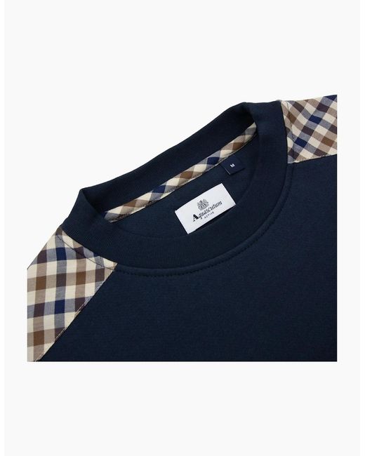 Aquascutum Blue Cc Shoulder Crewneck Fleece 11 for men