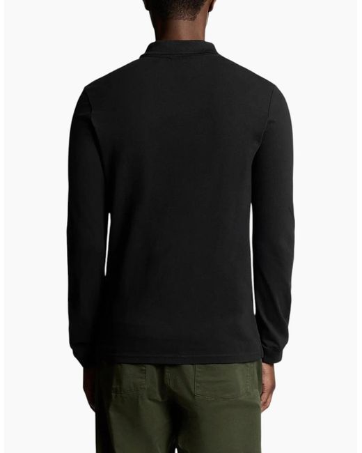 Lyle & Scott Black Polo Shirt Lp400Vog Long Sleeve Summer Casual Cotton Tee for men