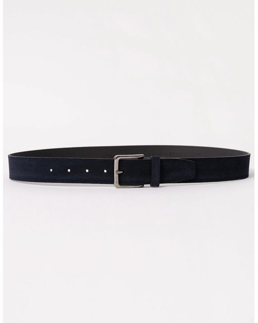 Boss Black Boss Ronnie Suede Belt With Logo-Engraved Gunmetal Buckle for men