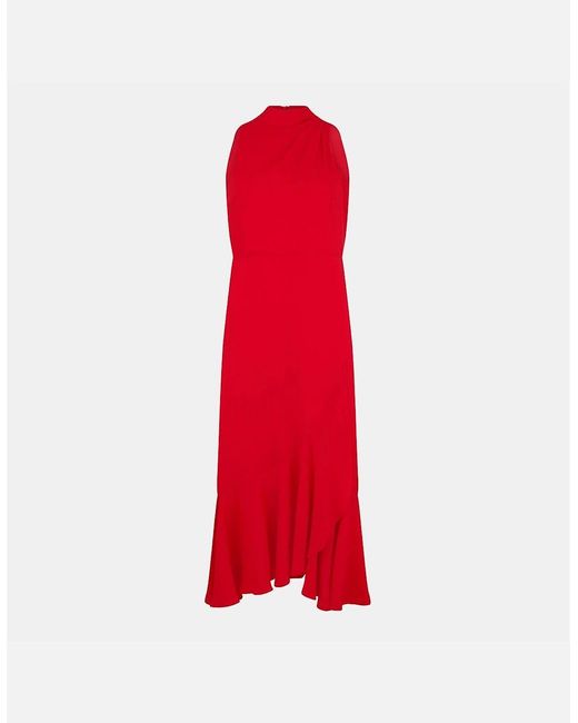 Ted Baker Red Woven Halter Neck Midi A-Line Dress
