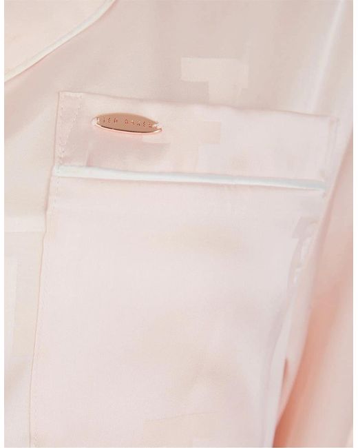 Ted Baker Pink Peggy Collared Neck Long Sleeve Pyjama Set