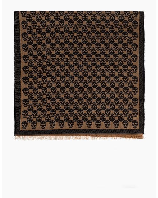 McQueen Brown Skull Monogram Scarf for men