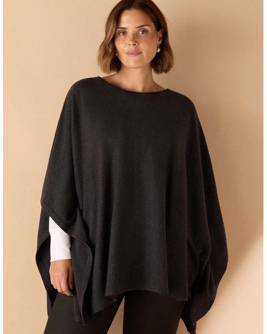 Live Unlimited London Blue Cashmere-Blend Knit Poncho