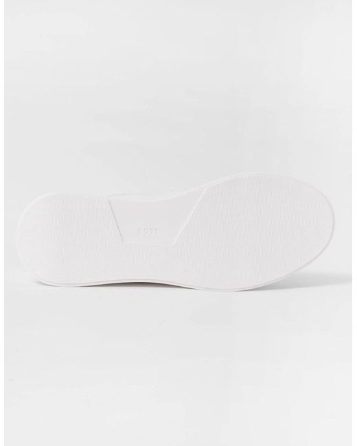 Boss White Boss Bulton Runn Polished Leather Trainers With Rubber Outsole Nos for men