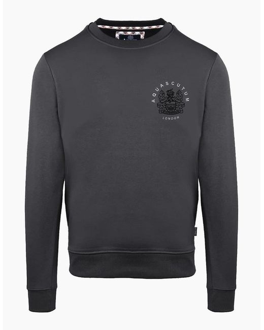 Aquascutum Gray Crew Neck Ribbed Collar Long Sleeve Sweatshirt for men