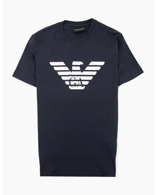 Emporio Armani Blue Chest Eagle Logo T-Shirt for men