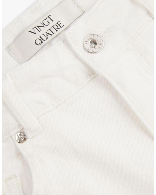 Vingt Quatre Denim White Vingt Quatre Taper Fit Chalk Garment Dye Jeans for men