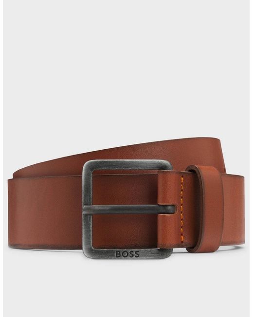 Boss Brown Boss Jeeko Leather Belt With Logo Buckle for men