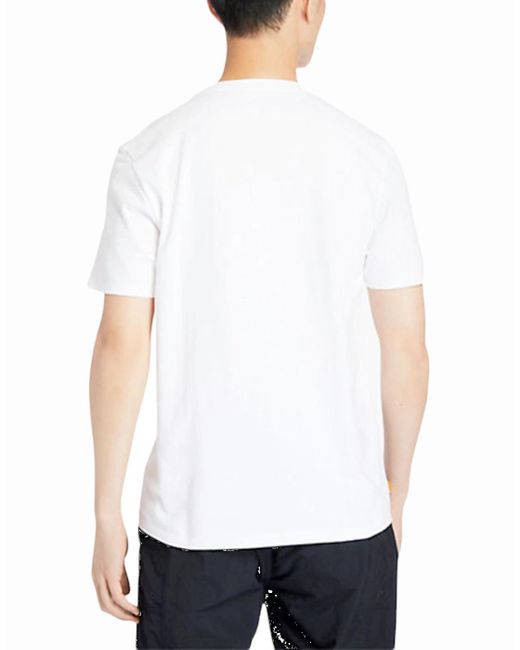 Timberland White Printed T Shirts Short Sleeve Casual Cotton Top Quick Dry Tee for men