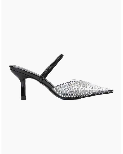 XY London White Ladies Tia Patent Perspex Court Shoes