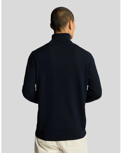Lyle & Scott Blue Cotton Merino Turtleneck Jumper for men