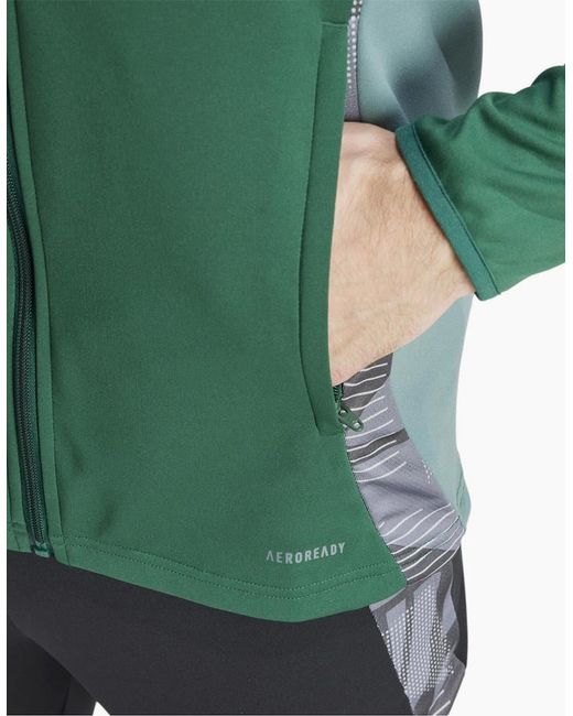 Adidas Green Tiro24 Funnel Neck High Collar Athletic Jacket for men