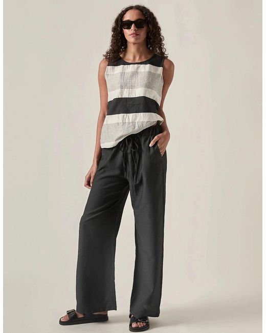 James Lakeland Black Linen Blend Drawstring Trousers
