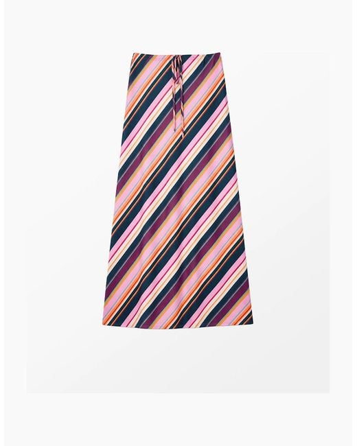 Ro&zo White Stripe Bias Cut Maxi Skirt