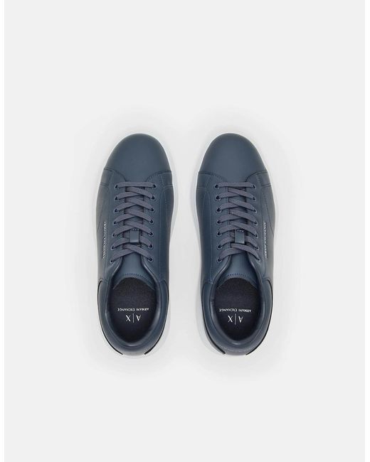 ARMANI EXCHANGE Blue Leather Sneakers for men