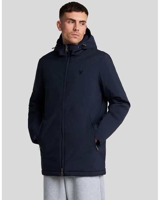 Lyle & Scott Blue Tonal Eagle Padded Parka Shell Jacket for men