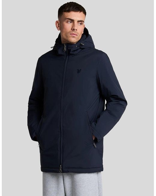 Lyle & Scott Blue Tonal Eagle Padded Parka Shell Jacket for men