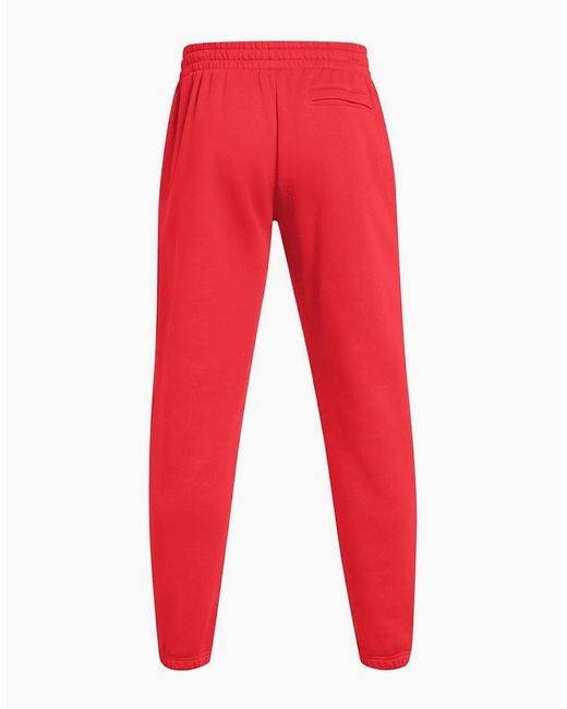 Under Armour Red Essential Fleece Solid Patterned Joggers for men