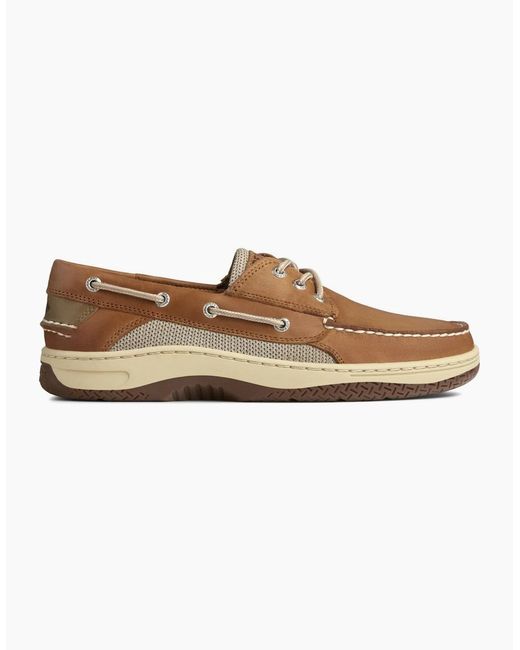 Sperry Top-Sider Brown Sperry Billfish 3 Eye Leather Wide Boat Shoes for men
