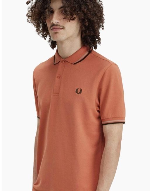 Fred Perry Orange Twin Tipped Rust Polo Shirt for men
