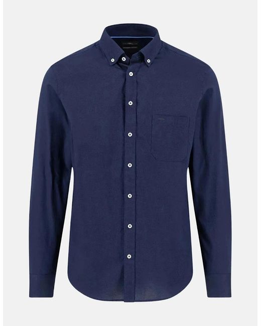 Fynch-Hatton Blue Essential Textured Dobby Shirt for men