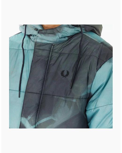 Fred Perry Blue Fishtail Shaded Camoflauge Quilted Pakra Jacket for men