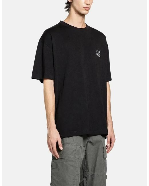 C P Company Black 30/1 Jersey Back Logo T-Shirt for men