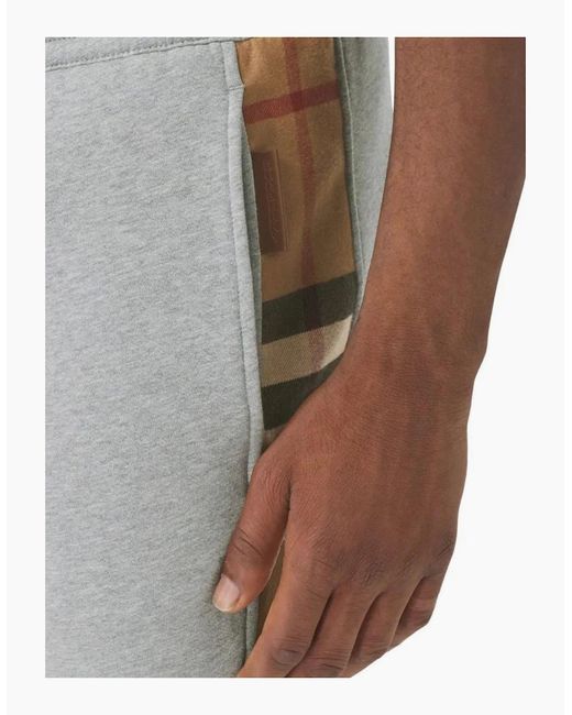 Burberry Gray Check Panel Jogging Pants for men