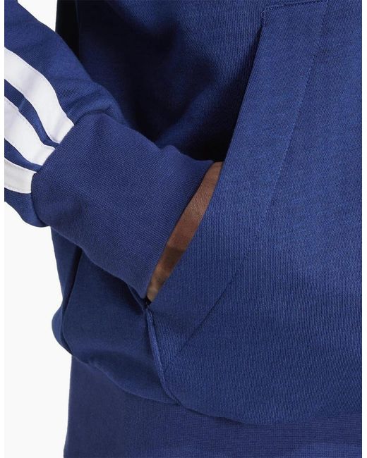 Adidas Blue Fleece 3 Stripes Full Zip Hoodie for men