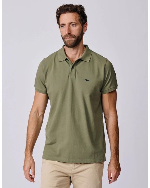 aubi Green Oliver Pique Polo for men