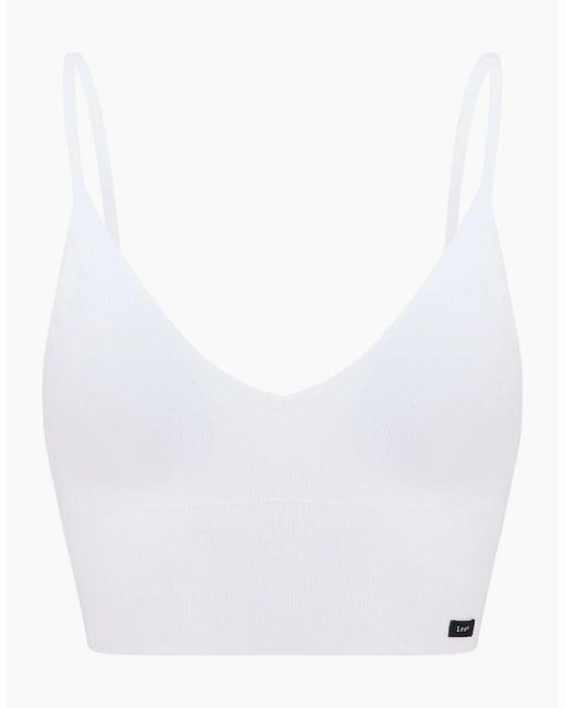Lee Jeans White Flora V-Neck Slim Fit Crop Bra