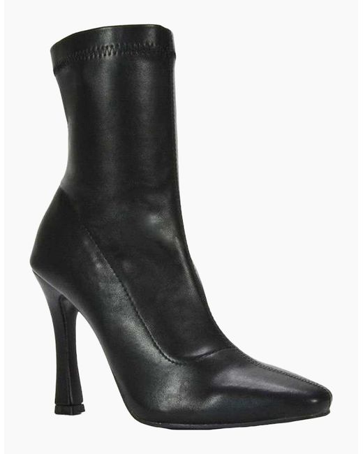 XY London Black Ladies Paula Stretch Sock Stiletto Heel Ankle Boots