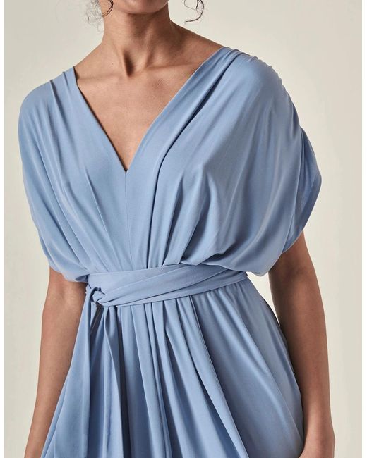 James Lakeland Blue Draped Open-Back Midi Dress – Powder