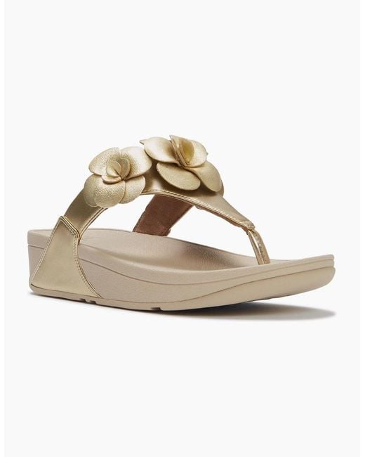 Fitflop Metallic Lulu Flower Toe Post Slip-on Sandals