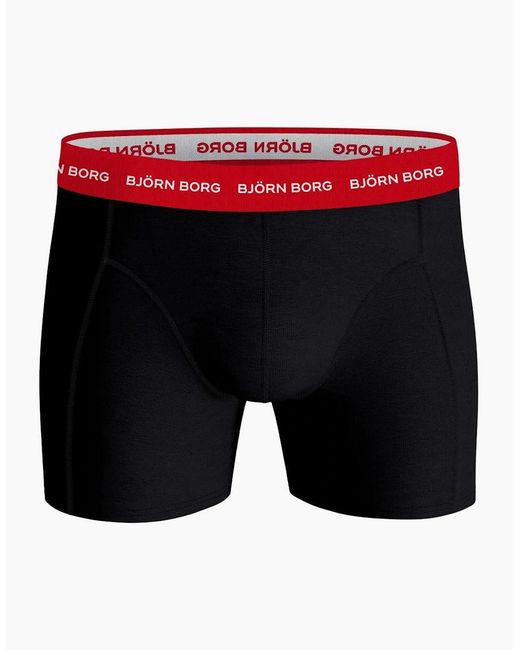 Björn Borg Black 3-Pack Contrast Waistband Boxer Briefs, W for men