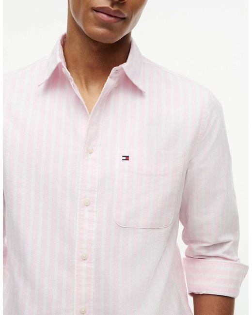Tommy Hilfiger White Heritage Oxford Long Sleeve Striped Shirt for men