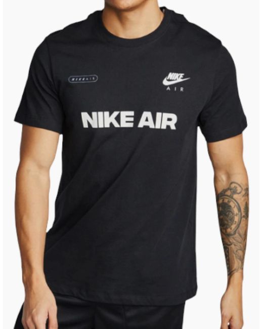 Nike Black Air T Shirts Crew Neck Casual Cotton Summer Retro Classic Tee for men