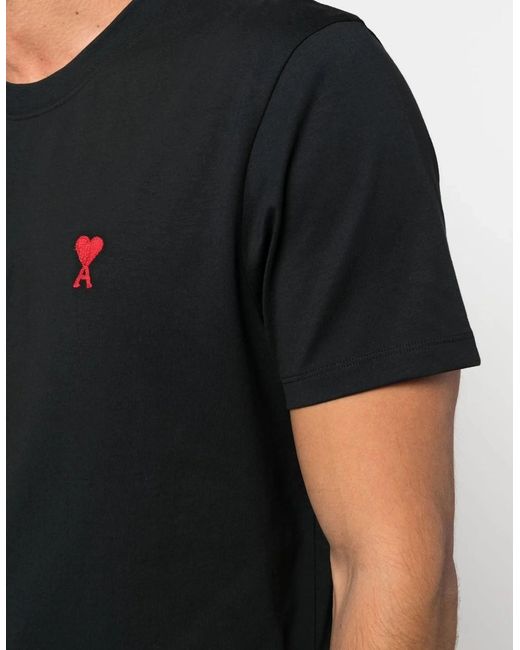 AMI Black Logo Le Coueur T-Shirt for men